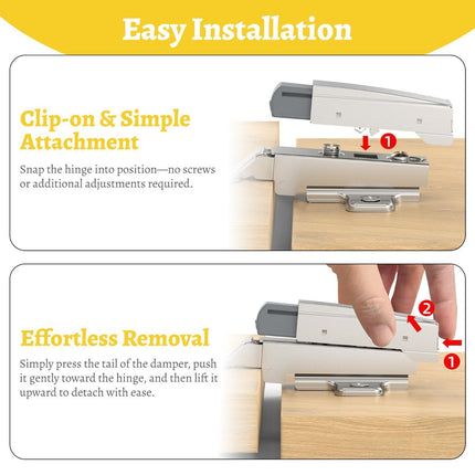 10 Pack Soft Close Motion Damper Mechanism for Full Overlay Hinges, Smooth Slow Straight-Arm, Clip Top Retrofitting Attachment, Cabinet Door Concealed Replacement Hardware Accessories