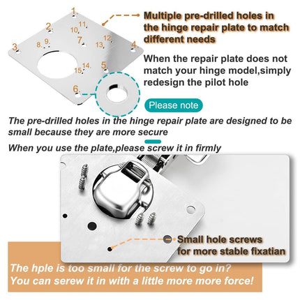 Cabinet Hinge Repair Plate Hinges Repair Fixing Plates Cabinet Repair Board | 6 PCS Stainless Steel Kitchen Cupboard Door Hinge Repair Brackets Kit, Cabinet Fixing Plate Bracket with Screw Universal