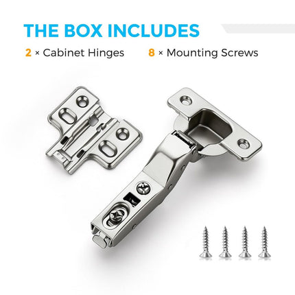 Insert Soft Close Cabinet Hinges | Concealed Kitchen Cabinet Hinges, Heavy-Duty Adjustable Design, Easy Installation, for Frameless Cupboard Hardware - Silver - Size 2 PCS