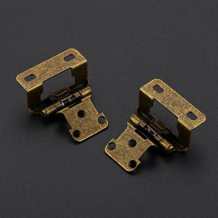 Semi-Overlay 1/2 inch Self-Closing Hinges, 10 Pack, Self-Closing Design, Face Frame Door Fit, Half Wrap-Around Cabinet Hardware Hinges, Kitchen Cabinet Face Mount - Antique Brass