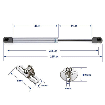 4 PCS 80N/18 LB Silver Cabinet Gas Struts Lid Support, 10 Inch | Soft Open Doors, Kitchen Cabinets, Gas Shock Replacement, Lift Support Hinges, Cabinet Lids, Door Lifts, Hardware Update