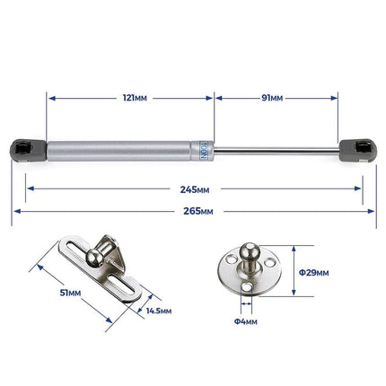 4 PCS 100N/22.5 LB Silver Cabinet Gas Struts Lid Support, 10 Inch | Soft Open Doors, Kitchen Cabinets, Gas Shock Replacement, Lift Support Hinges, Cabinet Lids, Door Lifts, Hardware Update