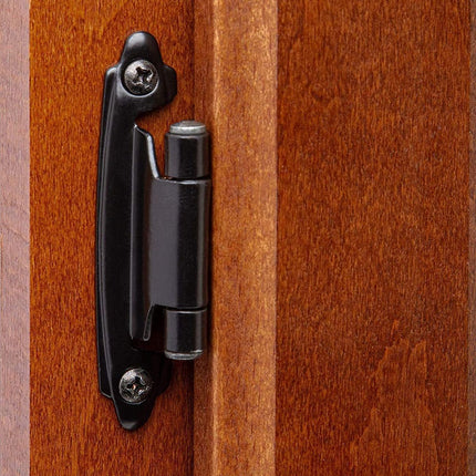 Cabinet Hinges Brushed Nickel for Kitchen Cabinets Doors (10 Pcs) -1/2" Overlay (Variable) -Self Closing Kitchen Cabinet Hinges Flush Mount w/Silicon Bumpers & Hardware Screws - Black
