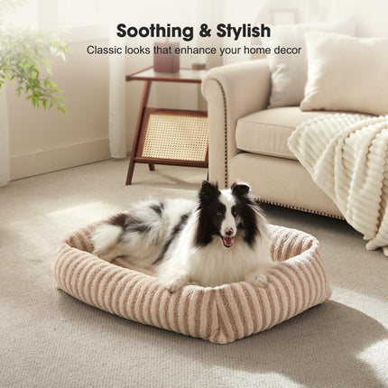 Dog Bed Soft Dog Bed Rabbit Velvet Dog Bed Teddy Fabric Dog Bed Cozy Dog Bed - Beige - Size 36in*27in