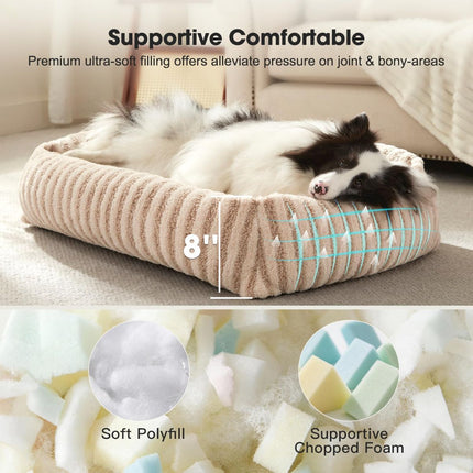 Dog Bed Soft Dog Bed Rabbit Velvet Dog Bed Teddy Fabric Dog Bed Cozy Dog Bed - Beige - Size 36in*27in