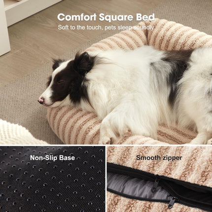 Dog Bed Soft Dog Bed Rabbit Velvet Dog Bed Teddy Fabric Dog Bed Cozy Dog Bed - Beige - Size 36in*27in