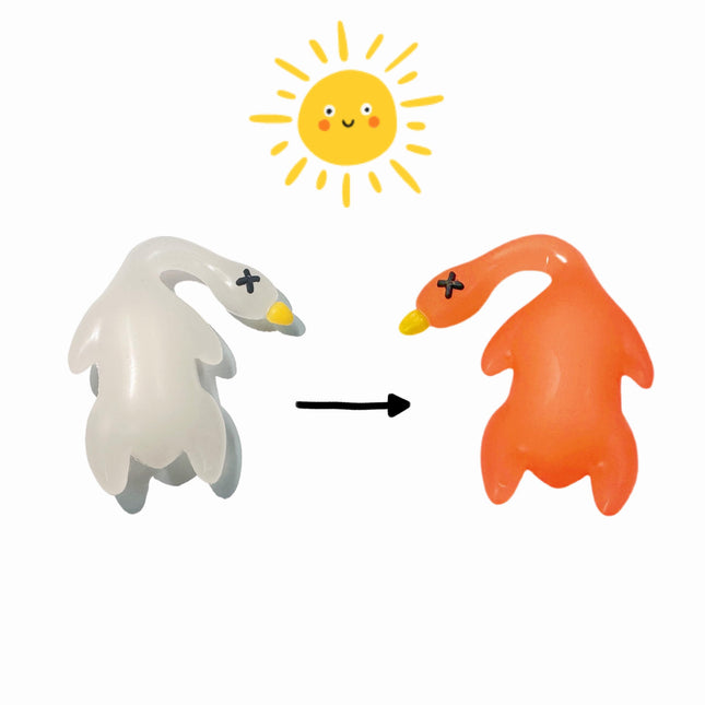 UV & Temperature-Responsive Color-Changing Duck Keychain V1107-CS-BSKY in White