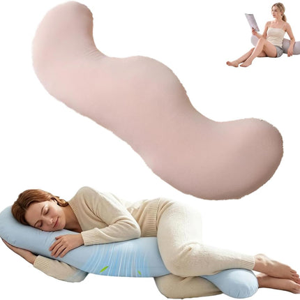 Pea Pod Shape Body Pillow for Adults Full-Body Support (Pink,47.2in)