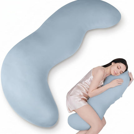 Pea Pod Shape Body Pillow for Adults Full-Body Support (Blue,31.5in)