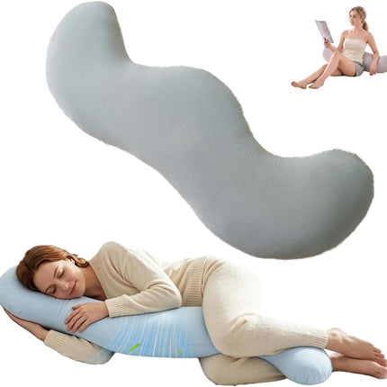 Pea Pod Shape Body Pillow for Adults Full-Body Support (Gray,31.5in)
