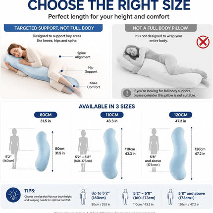 Pea Pod Shape Body Pillow for Adults Full-Body Support (Pink,43.3in)
