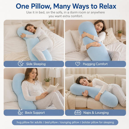 Pea Pod Shape Body Pillow for Adults Full-Body Support (Gray,43.3in)