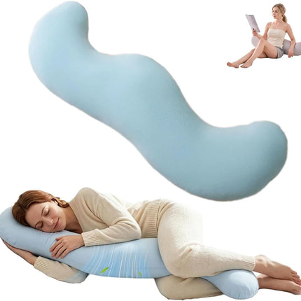 Pea Pod Shape Body Pillow for Adults Full-Body (Light Blue,47.2in)
