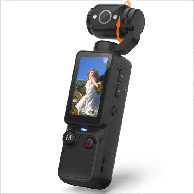 Handheld Pocket Camera - 2.5K UHD 180 Degree Rotating Lens Fill Light 2000mAh Battery No App Needed 32GB Included for Vlog & Travel (Black)