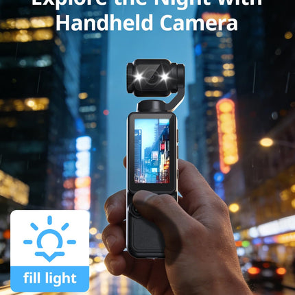 Handheld Pocket Camera – 2.5K UHD, 180° Rotating Lens, Fill Light, 2000mAh Battery, No App Needed, 32GB Included, for Vlog & Travel (Black)