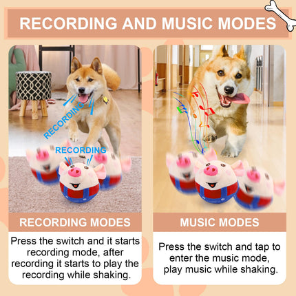Interactive Pig Dog Toy – Rechargeable, Self-Moving & Squeaky with Recording & Music Modes, Dual-Mode Sound Activation, Durable Plush Cover, Ideal for Small to Large Dogs to Relieve Boredom and Anxiety (Red)