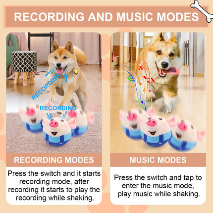 Interactive Pig Dog Toy – Rechargeable, Self-Moving & Squeaky with Recording & Music Modes, Dual-Mode Sound Activation, Durable Plush Cover, Ideal for Small to Large Dogs to Relieve Boredom and Anxiety (Blue)
