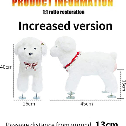 Pet Behavioral Support Doll – Realistic Canine Companion Toy for Stress Relief, Made of TPE Silicone & Soft Fur, Stable Suction Base, 1:1 Anatomical Design, for Small to Medium Dogs (White, Channel Height 13cm)