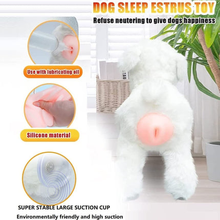 Pet Behavioral Support Doll – Realistic Canine Companion Toy for Stress Relief, Made of TPE Silicone & Soft Fur, Stable Suction Base, 1:1 Anatomical Design, for Small to Medium Dogs (White, Channel Height 18cm)