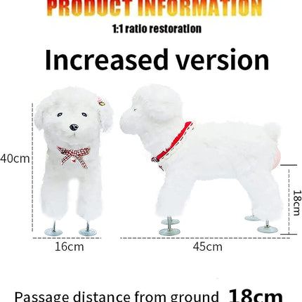 Pet Behavioral Support Doll – Realistic Canine Companion Toy for Stress Relief, Made of TPE Silicone & Soft Fur, Stable Suction Base, 1:1 Anatomical Design, for Small to Medium Dogs (White, Channel Height 18cm)