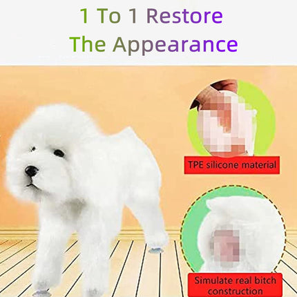 Pet Behavioral Support Doll – Realistic Canine Companion Toy for Stress Relief, Made of TPE Silicone & Soft Fur, Stable Suction Base, 1:1 Anatomical Design, for Small to Medium Dogs (White, Channel Height 28cm)
