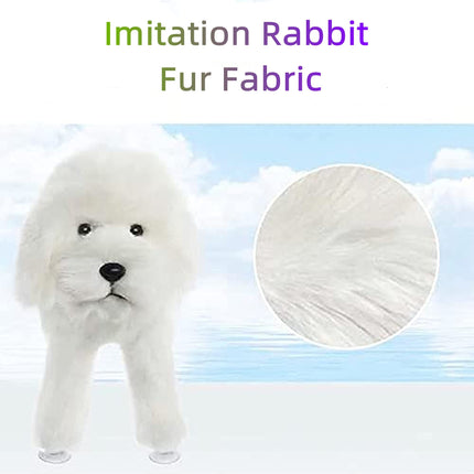 Pet Behavioral Support Doll – Realistic Canine Companion Toy for Stress Relief, Made of TPE Silicone & Soft Fur, Stable Suction Base, 1:1 Anatomical Design, for Small to Medium Dogs (White, Channel Height 28cm)