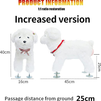 Pet Behavioral Support Doll – Realistic Canine Companion Toy for Stress Relief, Made of TPE Silicone & Soft Fur, Stable Suction Base, 1:1 Anatomical Design, for Small to Medium Dogs (White, Channel Height 28cm)