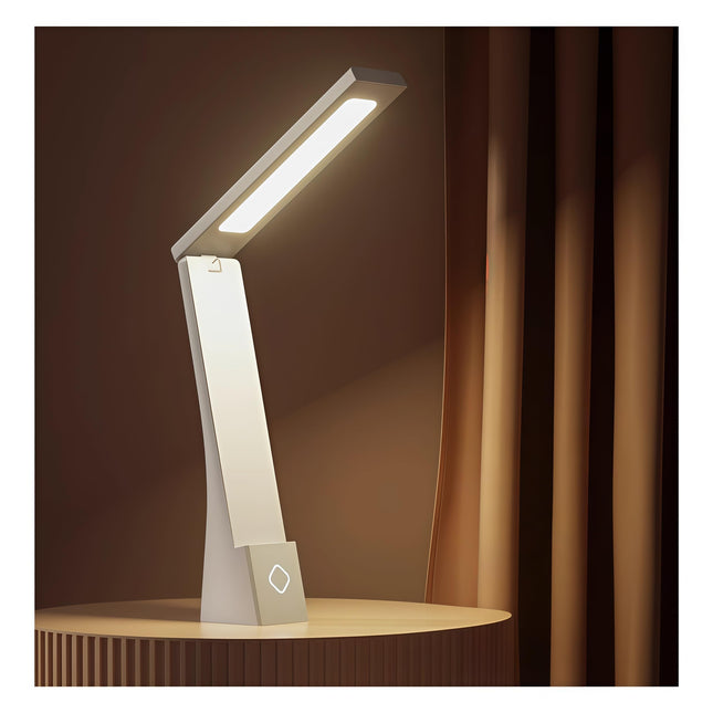 USB Rechargeable Foldable LED Desk Lamp Touch Control 3-Color Temperature Stepless Dimming 120 Degree (White