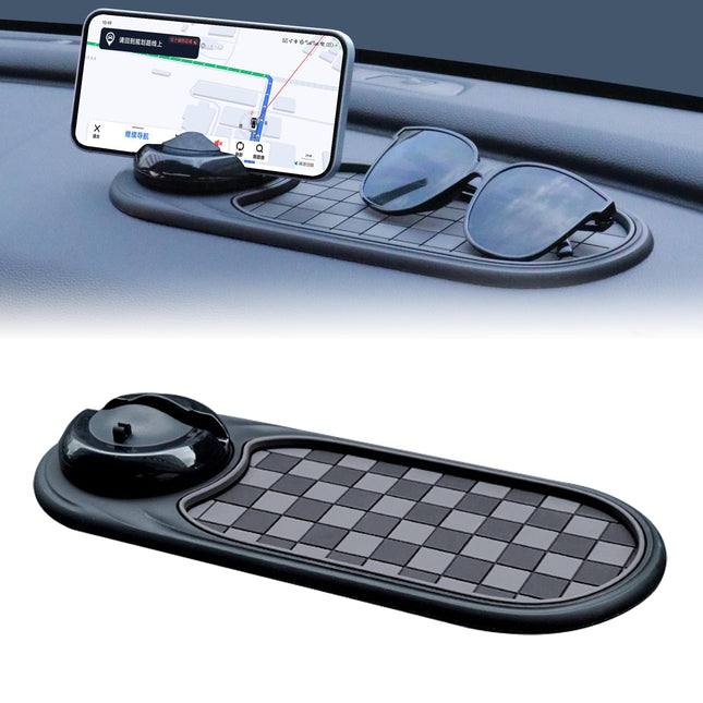 2-in-1 Car Dashboard Anti-Slip Mat with 360 Degree Rotating Phone Holder (Grey V1107-CS-QCYBPFHDHH