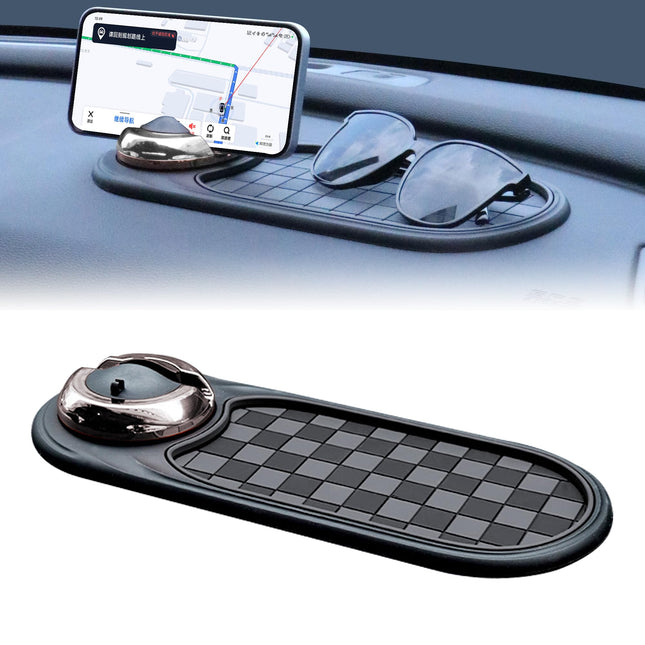 2-in-1 Car Dashboard Anti-Slip Mat with 360 Degree Rotating Phone Holder (Grey V1107-CS-QCYBPFHDHY