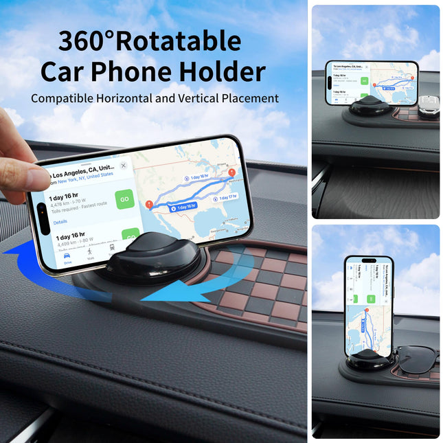 2-in-1 Car Dashboard Anti-Slip Mat with 360 Degree Rotating Phone Holder (Grey – product detail
