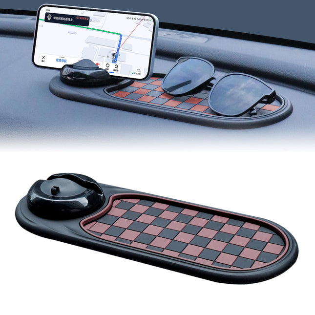 2-in-1 Car Dashboard Anti-Slip Mat with 360 Degree Rotating Phone Holder (Brown V1107-CS-QCYBPFHDZH