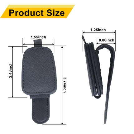 2-Pack Car Sun Visor Sunglasses Holder – Magnetic Flip Cover, PU Leather Eyewear & Card Organizer, Easy One-Hand Open, Scratch-Free, Universal Fit for All Vehicles (Black)
