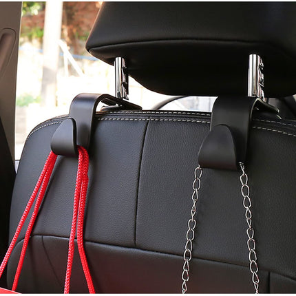 4-Pack Car Headrest Hooks – Heavy-Duty Seat Back Organizers for Handbags, Groceries, Coats & More, Universal Fit, No Tools Needed, Strong & Silent Design (Black)
