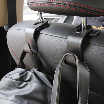 4-Pack Car Headrest Hooks – Heavy-Duty Seat Back Organizers for Handbags, Groceries, Coats & More, Universal Fit, No Tools Needed, Strong & Silent Design (Black)
