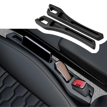 2-Pack Car Seat Gap Plugs – Dual-Function Gap Filler & Storage Organizer for Phones, Keys & Cards, Flexible EVA, Universal Fit, No Tools Needed (Black)