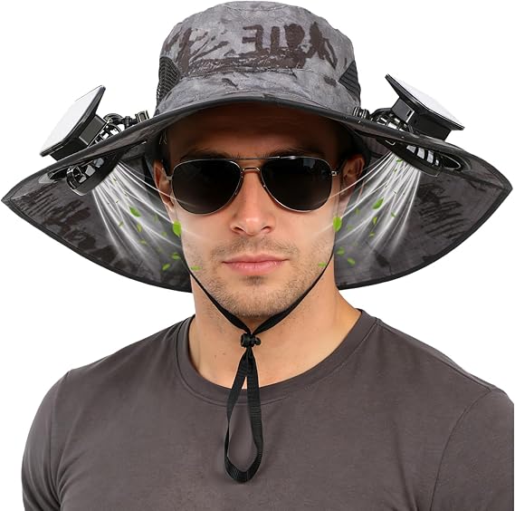 Solar-Powered Dual-Fan Sun Hat (Dark V1107-CS-TYNFSMZSHU in Grey