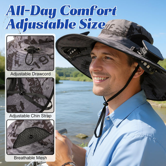 Solar-Powered Dual-Fan Sun Hat (Dark – product detail