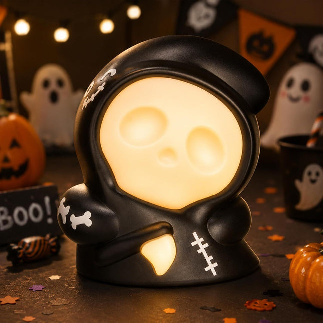 Halloween Grim Reaper Night Light with Pull-Back Action & RGB (Black)