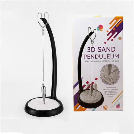 3D Sand Pendulum Desk Toy – Science Art Decor with Kinetic Sand Patterns, Earth Rotation Demo, Stress Relief for Office & Home (Black)