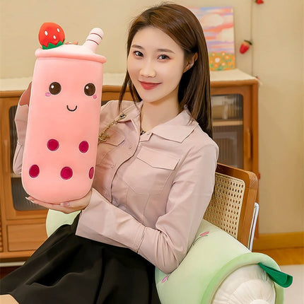 Bubble Tea Plush Pillow Soft Plush Toy Skin-Friendly Pillow Multiple Sizes Cute - Green - Size 43in