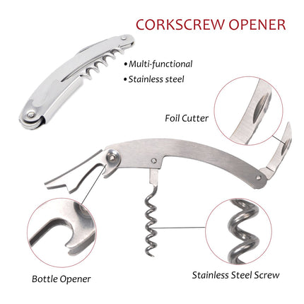 Wine Accessories Gift Set (Black), 5-Piece Bottle Corkscrew Opener Kit with Novelty Bottle-Shaped Case, Valentine's Day Gift for Wine Lovers