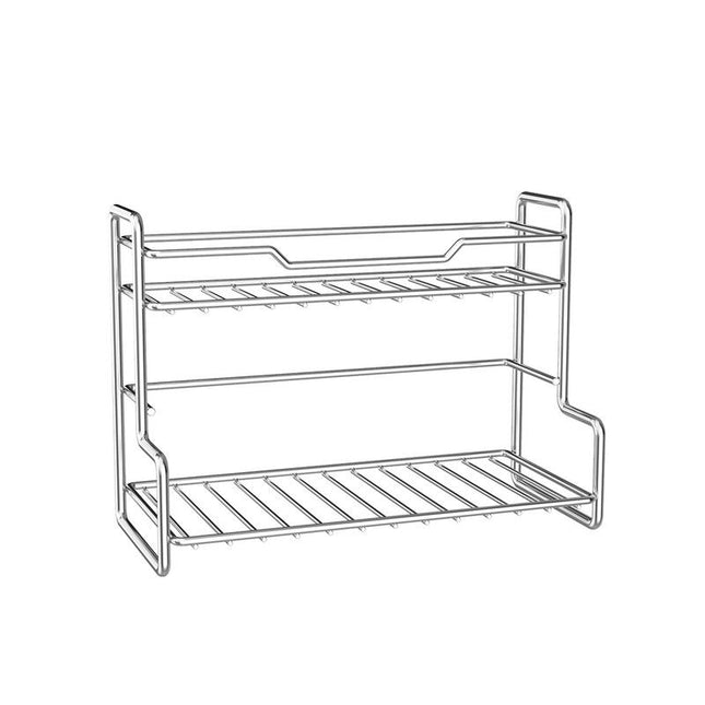 304 Stainless Steel Two Layers Tabletop Storage Rack Kitchen Spice Rack Bathroom Cosmetics Mouthwash Cup
