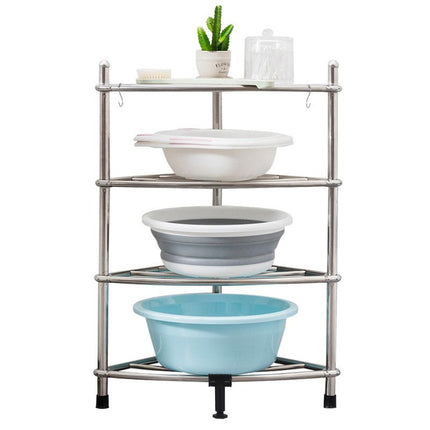 Stainless Steel Bathroom Storage Shelf,Four-Layer Storage Rack, Bathroom Triangular Rack, Washbasin And Bathtub Organizer Rack-Silver