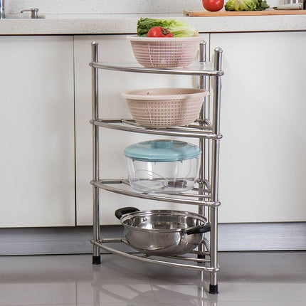 Stainless Steel Bathroom Storage Shelf,Four-Layer Storage Rack, Bathroom Triangular Rack, Washbasin And Bathtub Organizer Rack-Silver