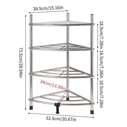 Stainless Steel Bathroom Storage Shelf,Four-Layer Storage Rack, Bathroom Triangular Rack, Washbasin And Bathtub Organizer Rack-Silver