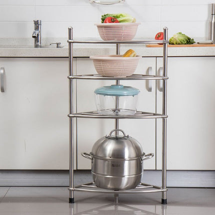 Stainless Steel Bathroom Storage Shelf,Four-Layer Storage Rack, Bathroom Triangular Rack, Washbasin And Bathtub Organizer Rack-Silver