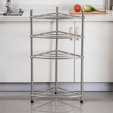 Stainless Steel Bathroom Storage Shelf,Four-Layer Storage Rack, Bathroom Triangular Rack, Washbasin And Bathtub Organizer Rack-Silver