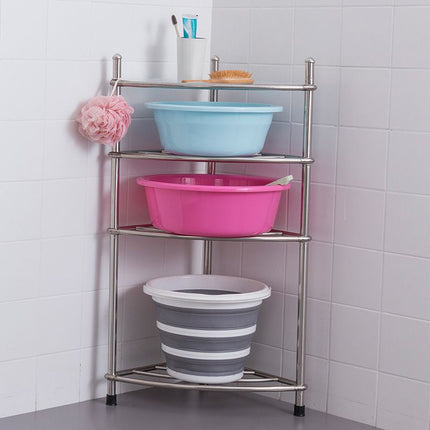 Stainless Steel Bathroom Storage Shelf,Four-Layer Storage Rack, Bathroom Triangular Rack, Washbasin And Bathtub Organizer Rack-Silver