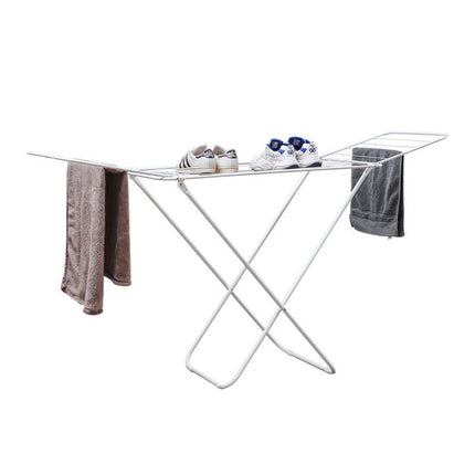 Large Double-Wing Floor-Standing Folding Clothes Drying Rack-White